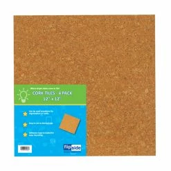 Promo 😉 Flipside Cork Tiles, 12 X 12 Inches, Natural, Pack Of 4 ⌛